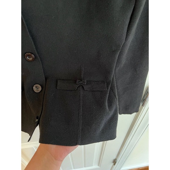 White + Warren Black Cardigan With Bow Detail‎ Size Medium - Picture 5 of 5